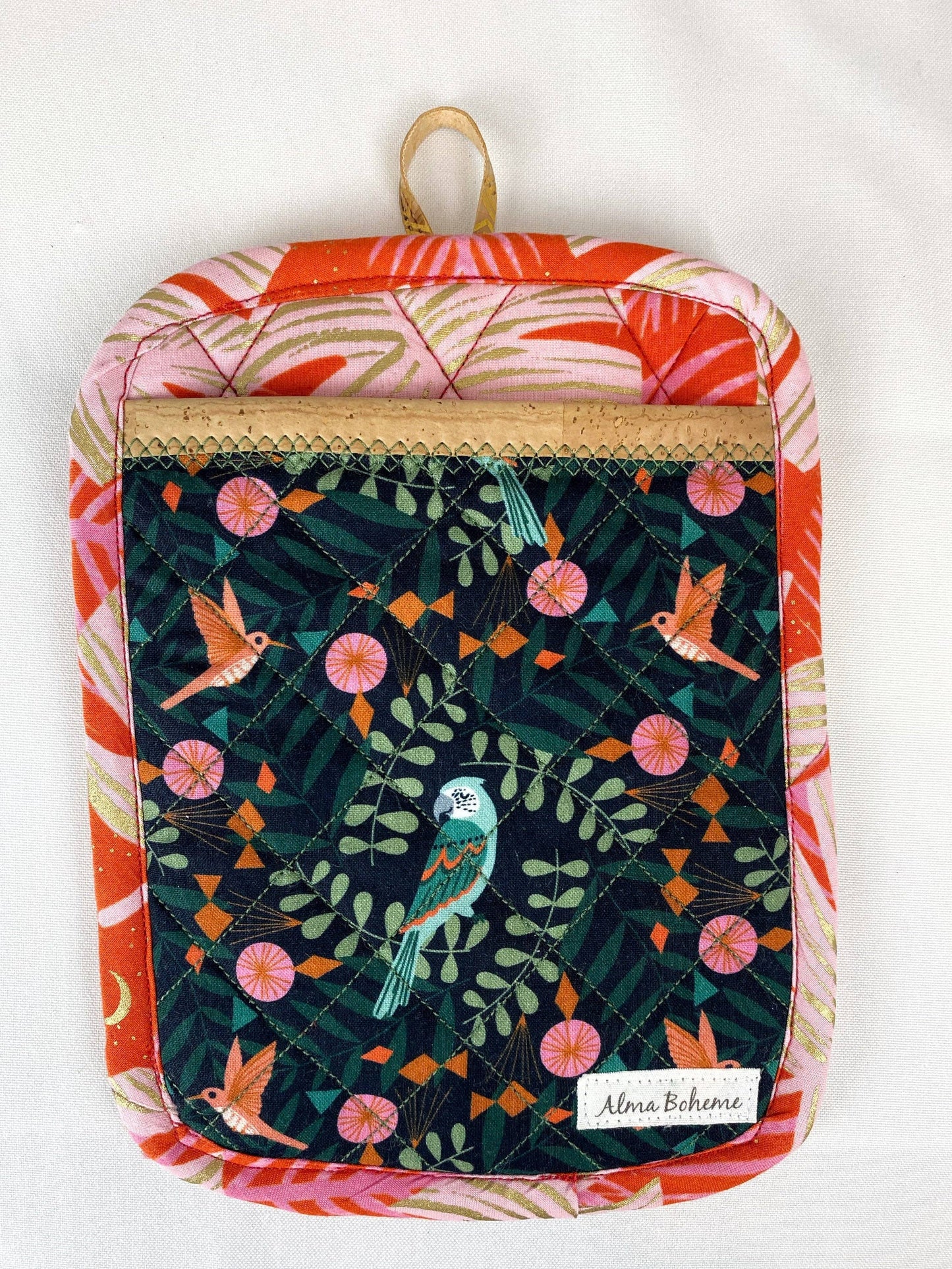 Cork & Cotton Sustainable Pot Holder with Pocket: Winter Wonderland