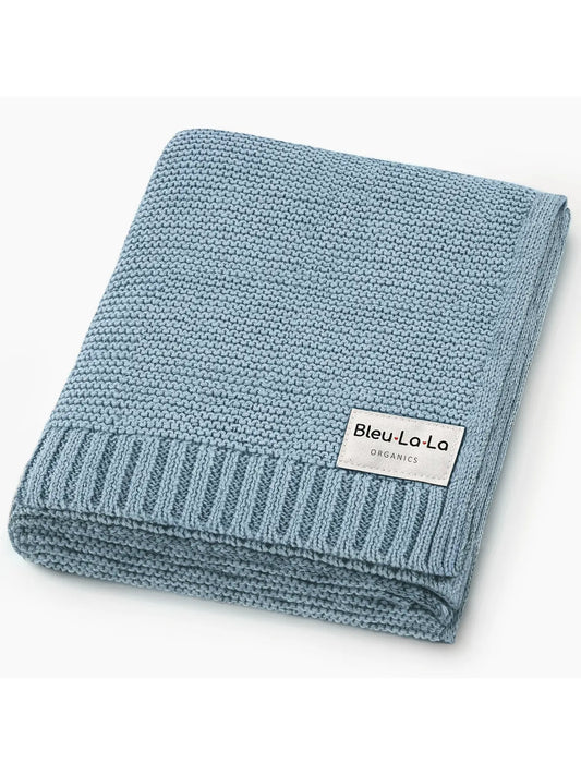 Sky Blue 100% Organic Luxury Cotton Baby Blanket