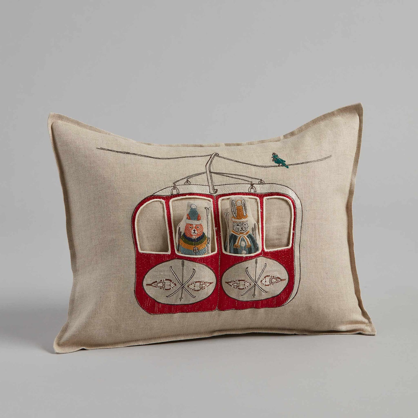 Gondola Ski Lift Linen Pocket Pillow