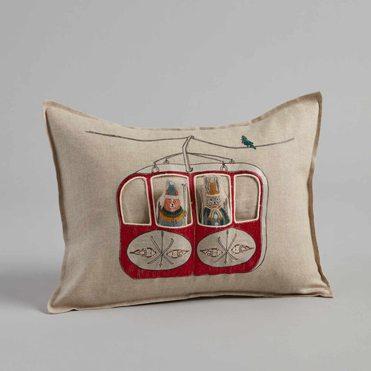 Gondola Ski Lift Linen Pocket Pillow