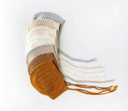 3-6m Baby Knit Bonnet Cotton Gender Neutral Hat | Jordan: Cream