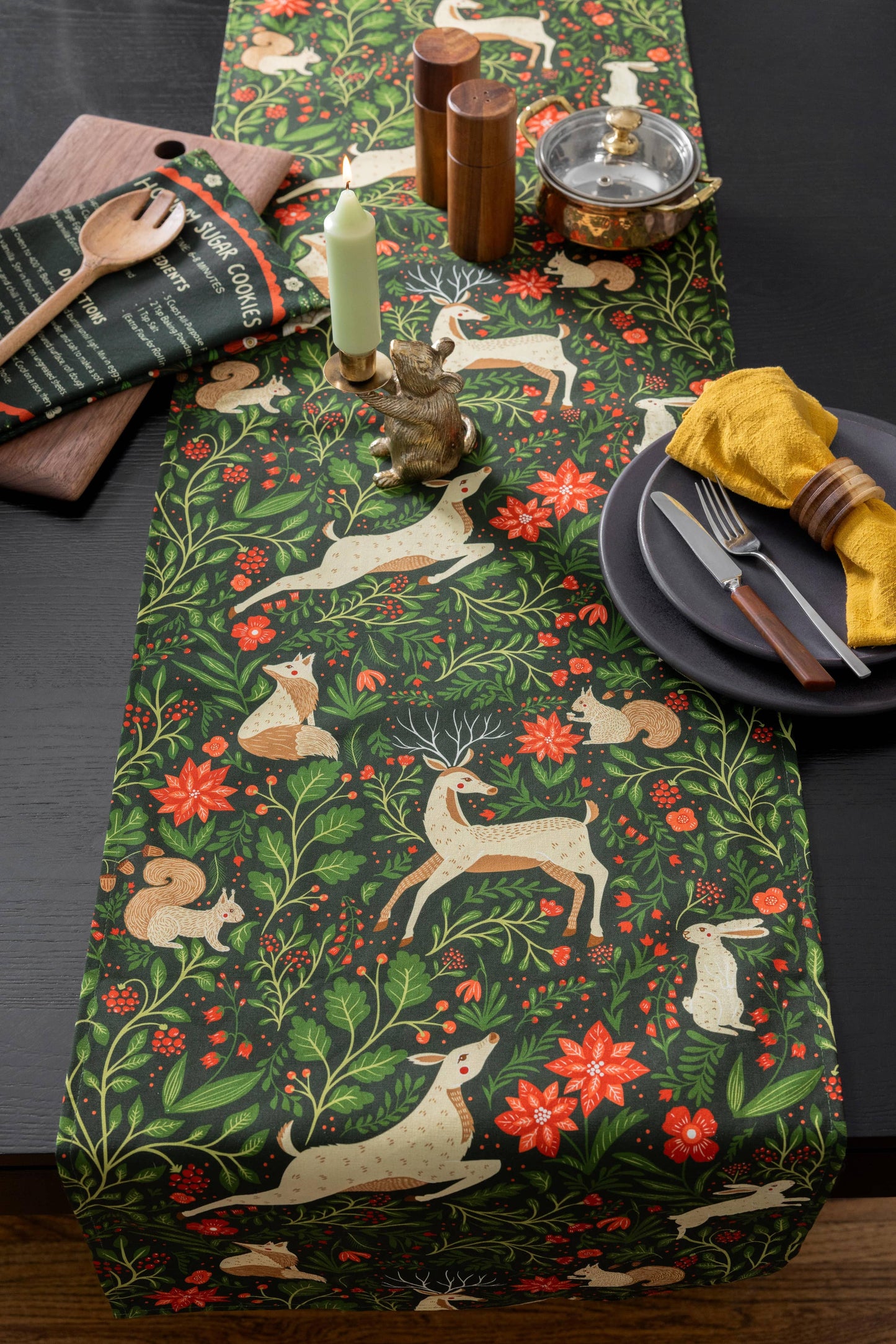Christmas Forest Table Runner – Woodland Holiday, Evergreen