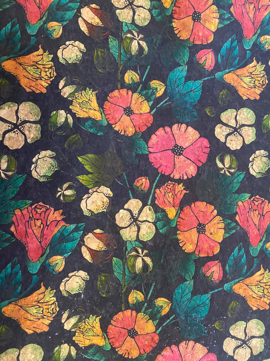 Cork Bifold Wallet / Card Holder - Nature prints: Spring blooms