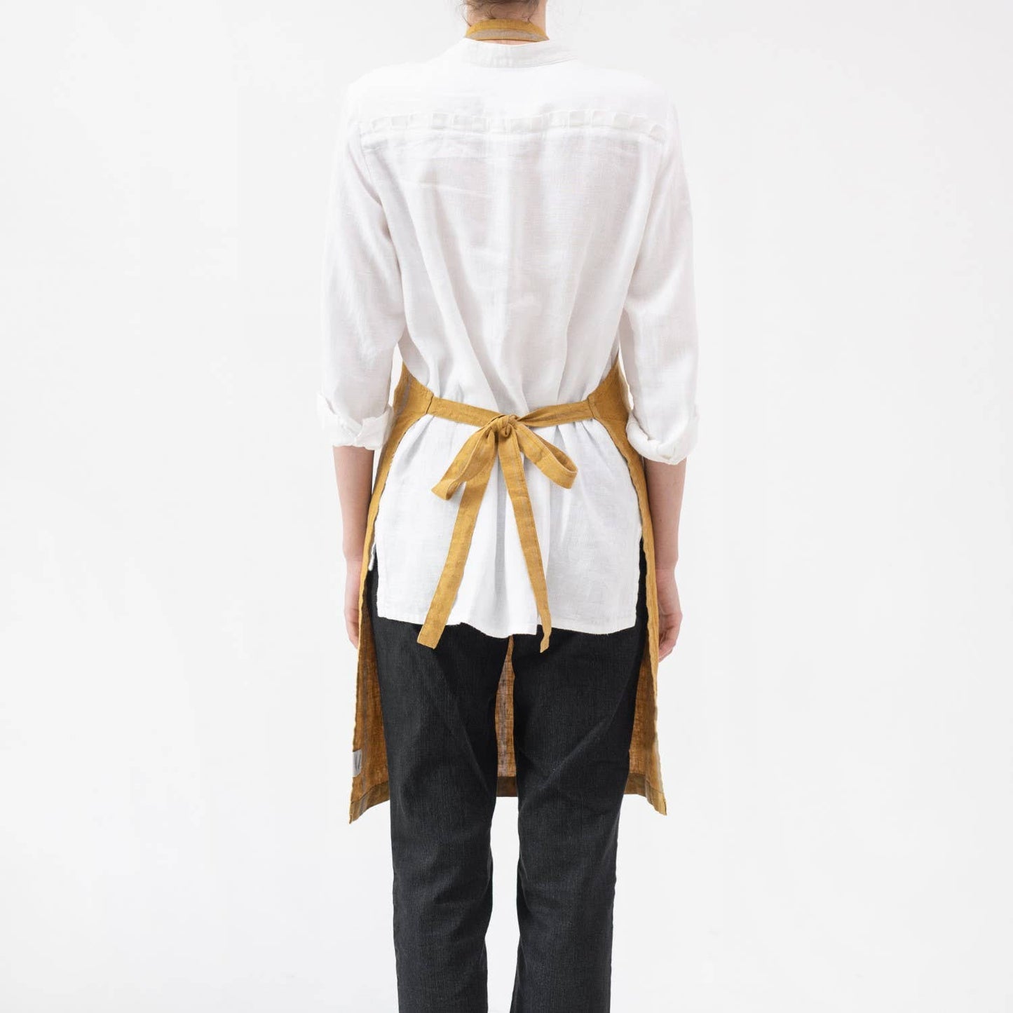 Amber Bronze Stripes Linen Daily Apron: L-XL