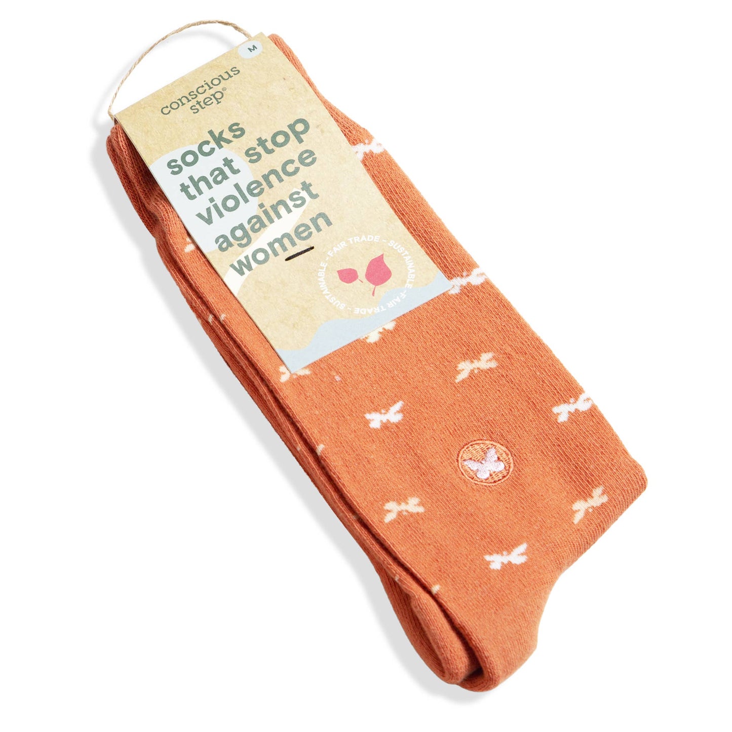 Socks that Stop Violence Against Women - Orange Butterflies