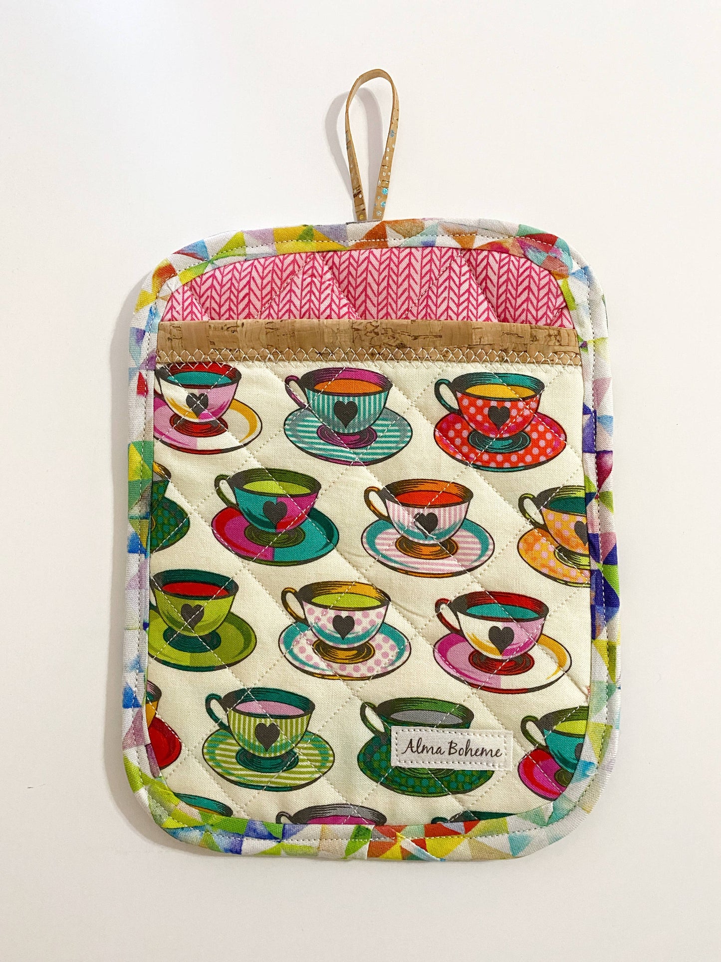 Cork & Cotton Sustainable Pot Holder with Pocket: Winter Wonderland