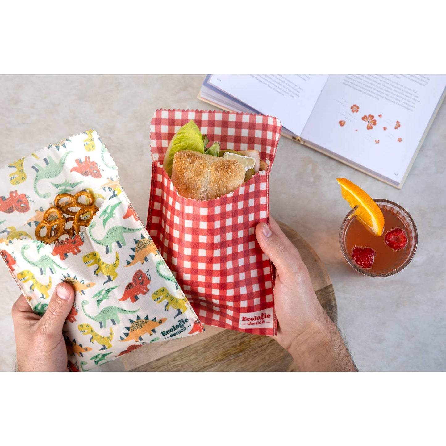 Gingham Dot Beeswax Sandwich Bag Set of 2