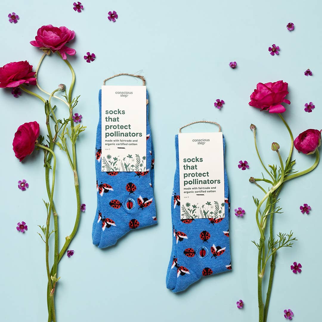 Socks that Protect Pollinators: Blue Ladybugs