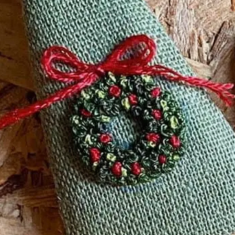 Wreath & Nuts Embroidered Hair Barrette, Vines