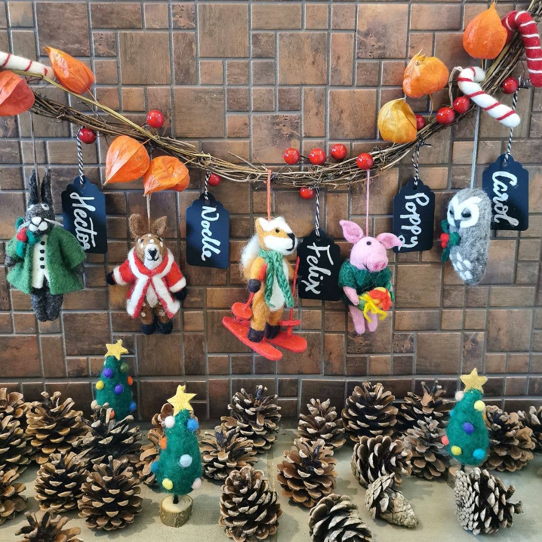 Handmade Felt Carol the Christmas Owl Hanging Decoration