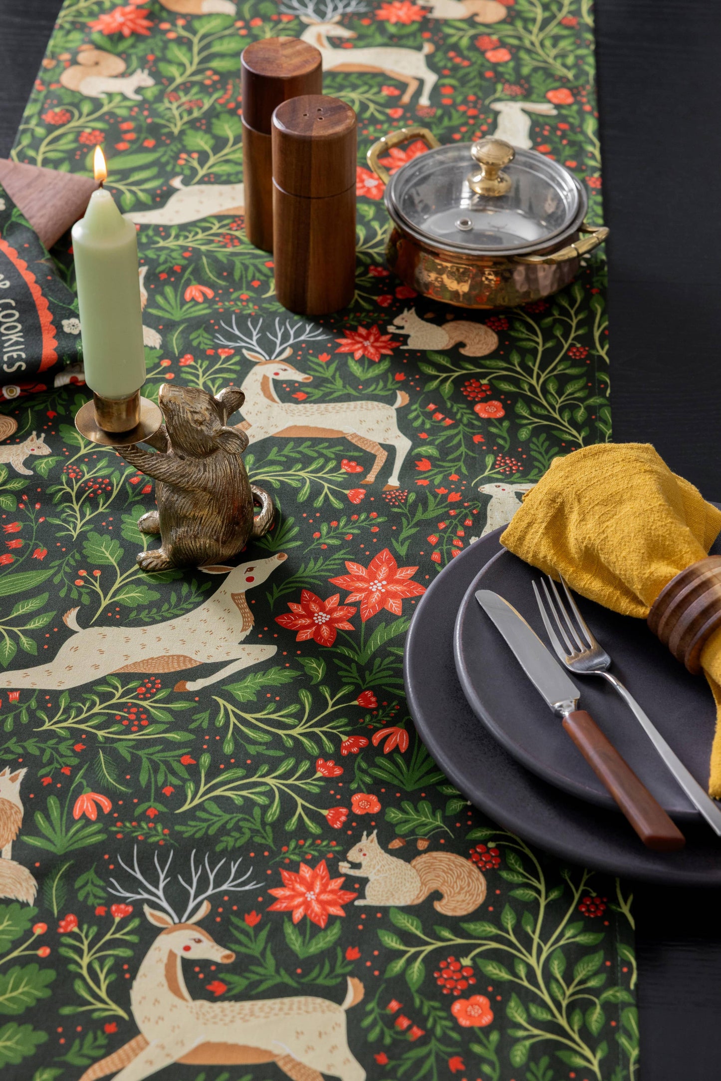 Christmas Forest Table Runner – Woodland Holiday, Evergreen