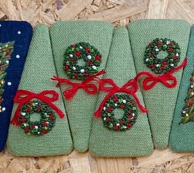 Christmas Theme Embroidered Hair Barrette, Christmas Tree