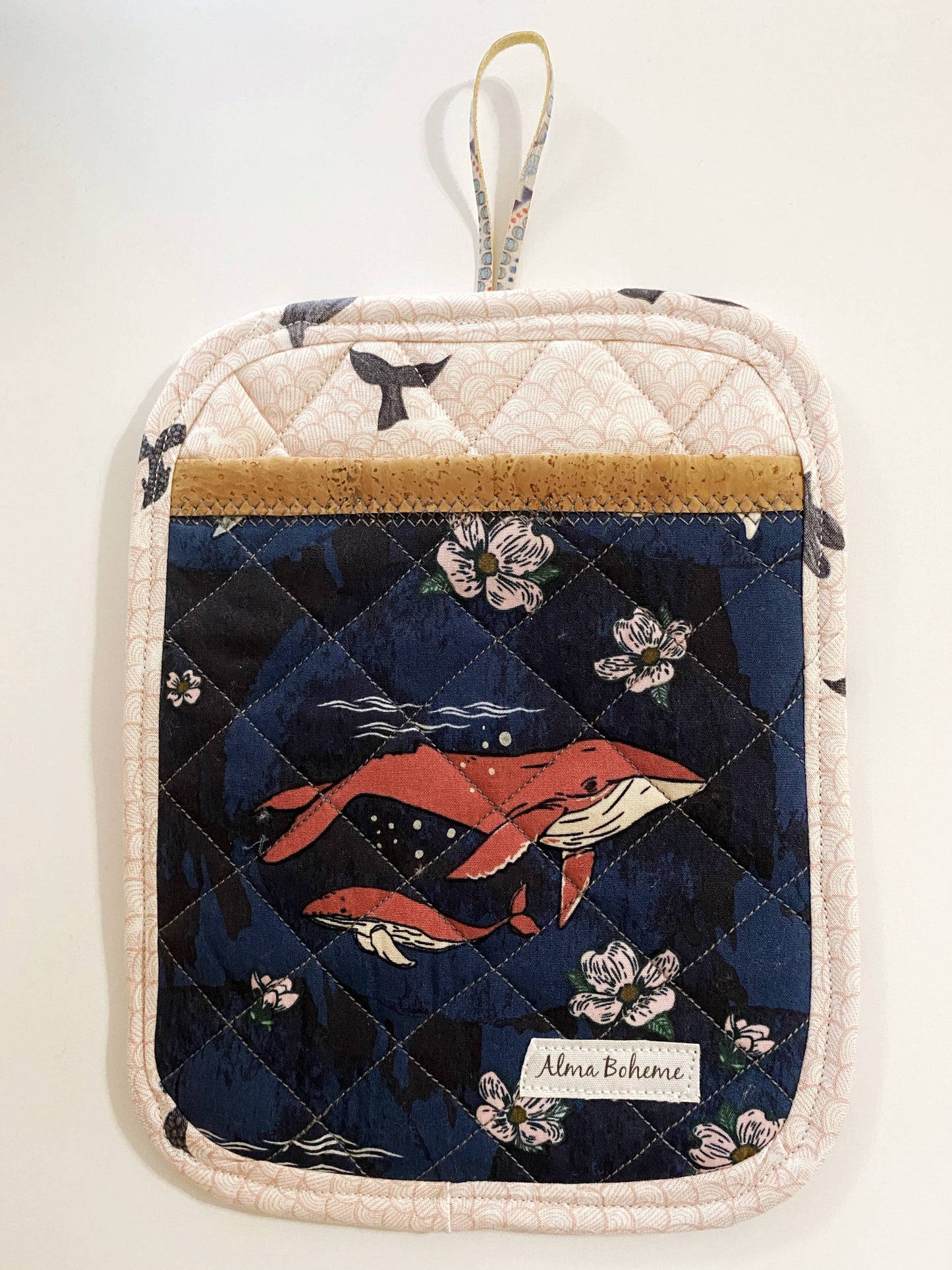 Cork & Cotton Sustainable Pot Holder with Pocket: Winter Wonderland