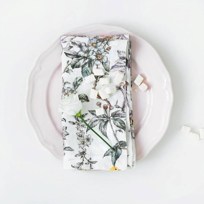 Birds Linen Napkins Set of 2: 16"x16" | 40x40 cm