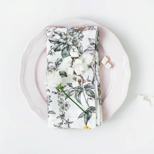 Birds Linen Napkins Set of 2: 16"x16" | 40x40 cm