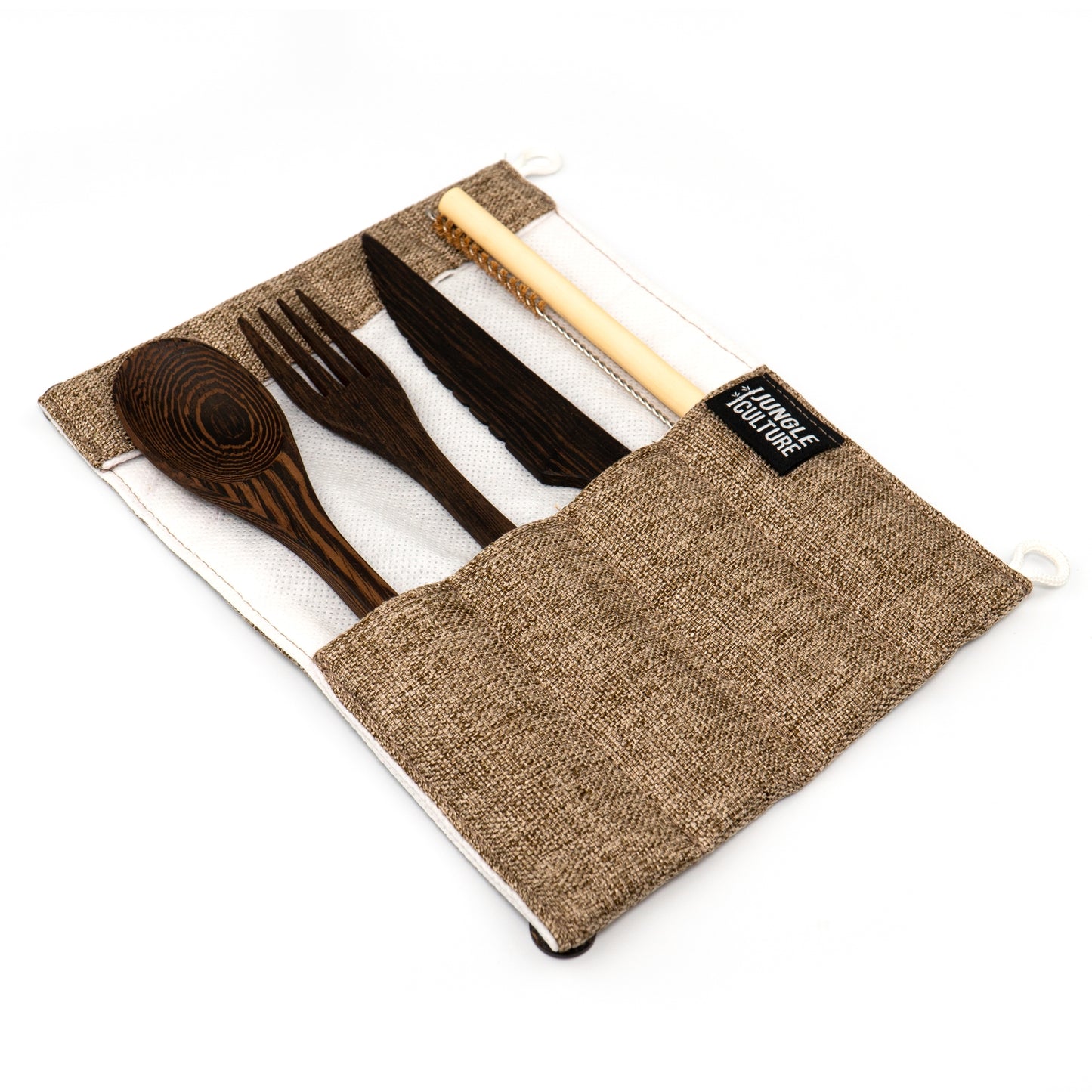 Handmade Wood Eco-Friendly Cutlery Set in Brown