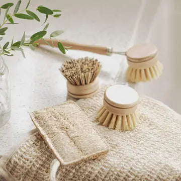 Bamboo Dish Brush Set: 4-piece