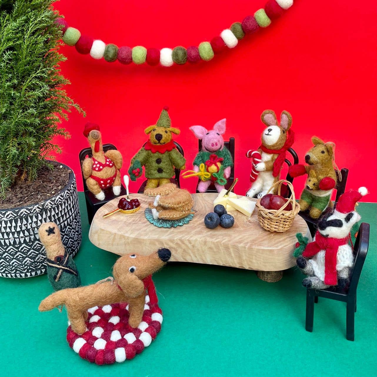 Handmade Felt Hanging Cinnamon the Rabbit Xmas Decoration