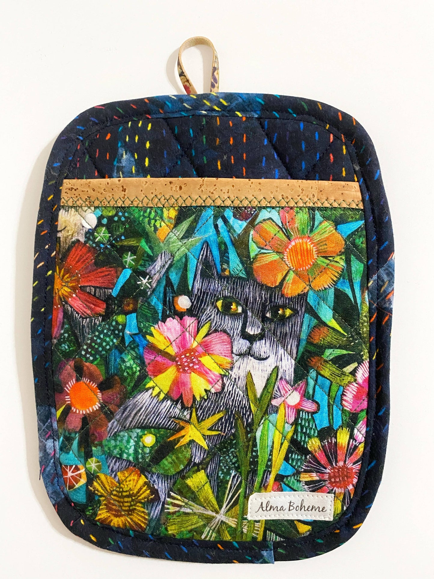 Cork & Cotton Sustainable Pot Holder with Pocket: Winter Wonderland