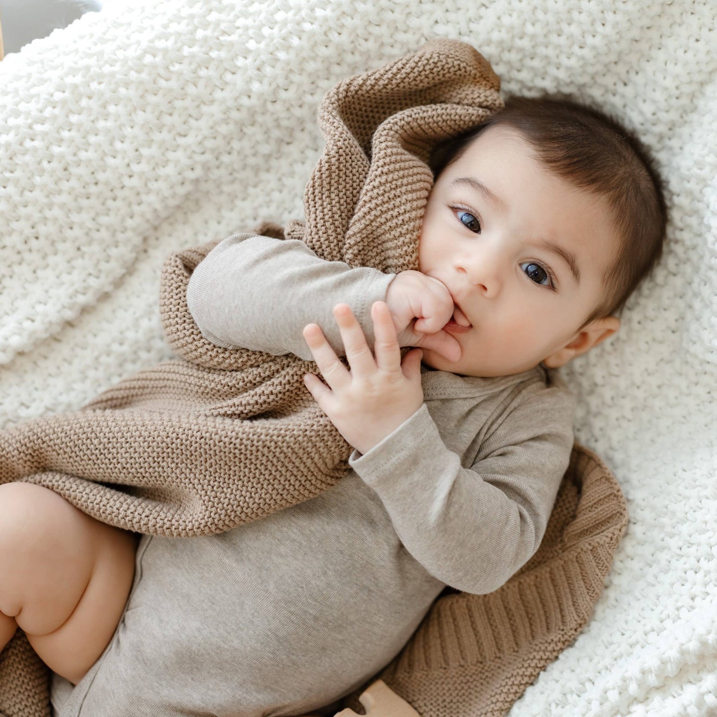 100% Organic Luxury Cotton Swaddle Receiving Baby Blanket in Oatmeal