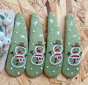 Christmas Theme Embroidered Hair Barrette, Christmas Tree