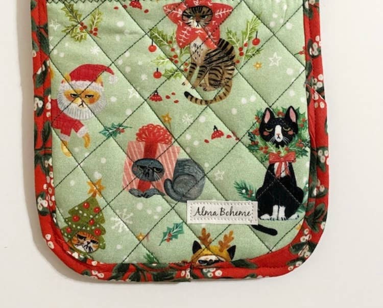 Holiday Cats Cork and Cotton Potholder (no pocket)