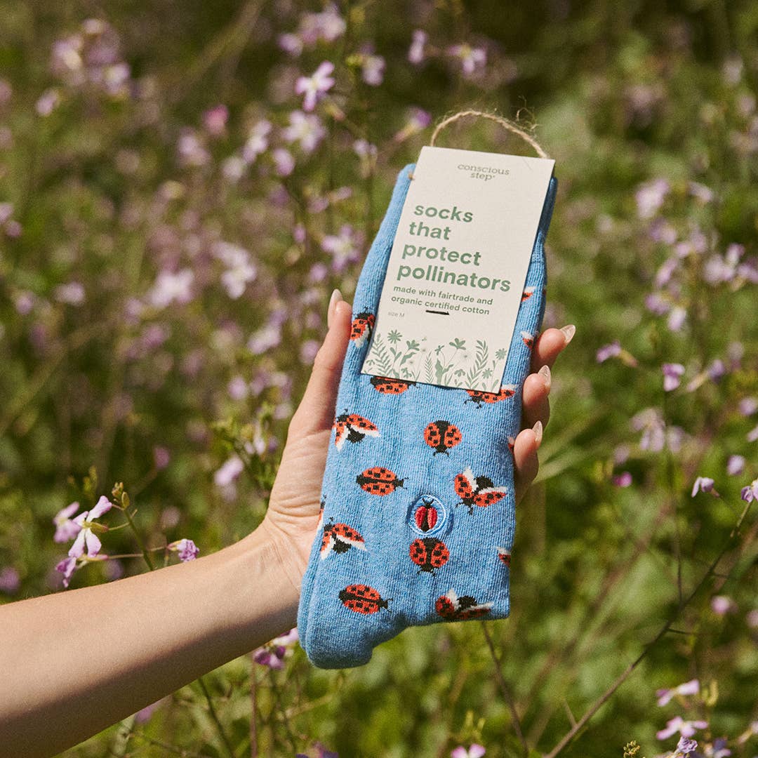 Socks that Protect Pollinators: Blue Ladybugs