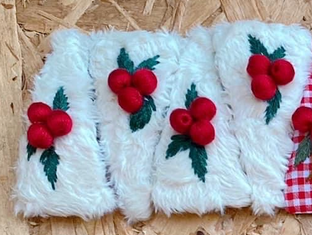 Christmas Theme Embroidered Hair Barrette, Christmas Tree