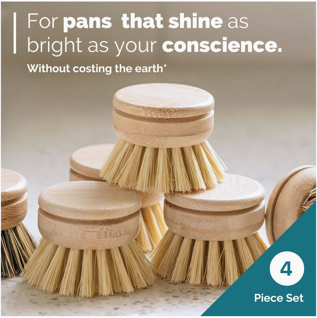 Replacement Dish Brush Heads | Eco Bamboo (Pack of 4)