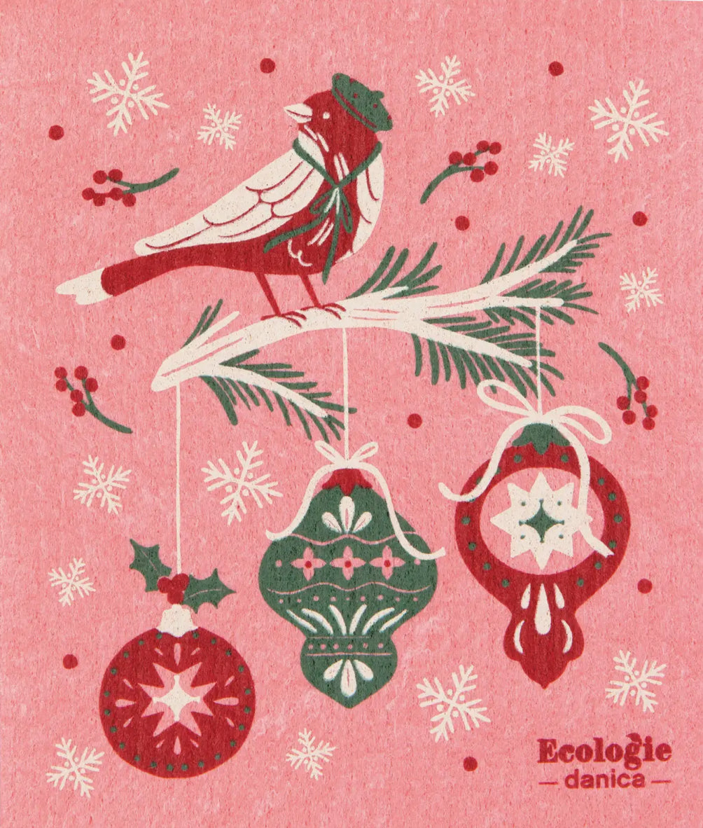 Season's Tweetings Christmas Swedish Dishcloth