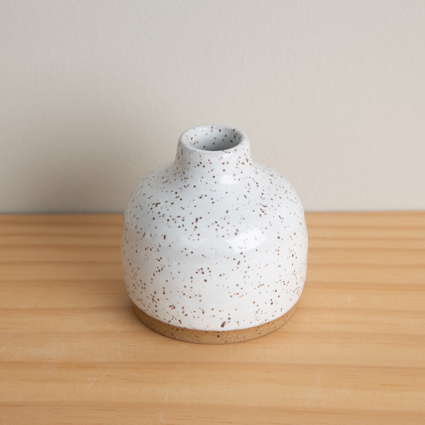 Handmade Ceramic Bud Vase in Speckled White