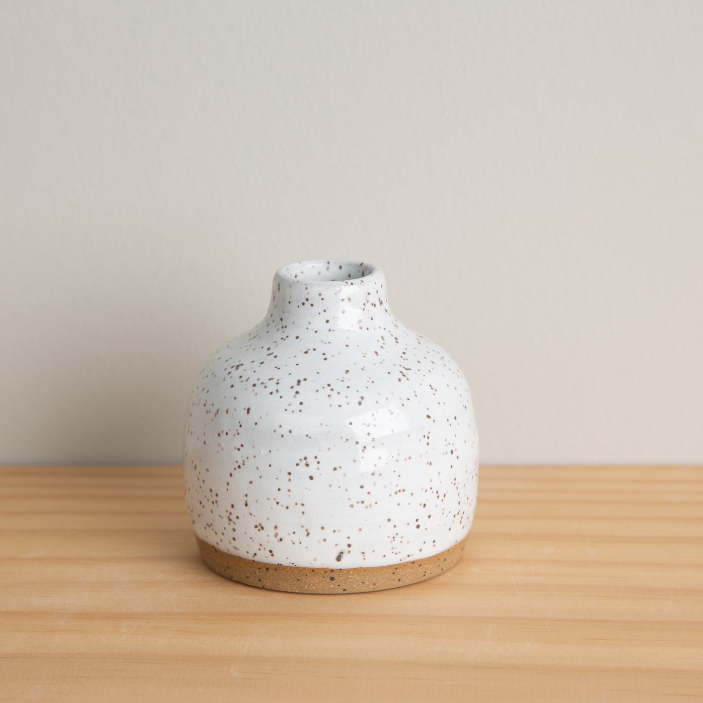 Handmade Ceramic Bud Vase in Speckled White