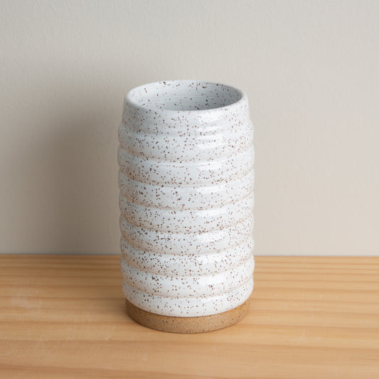 Handmade Textured Ceramic Vase in Speckled White