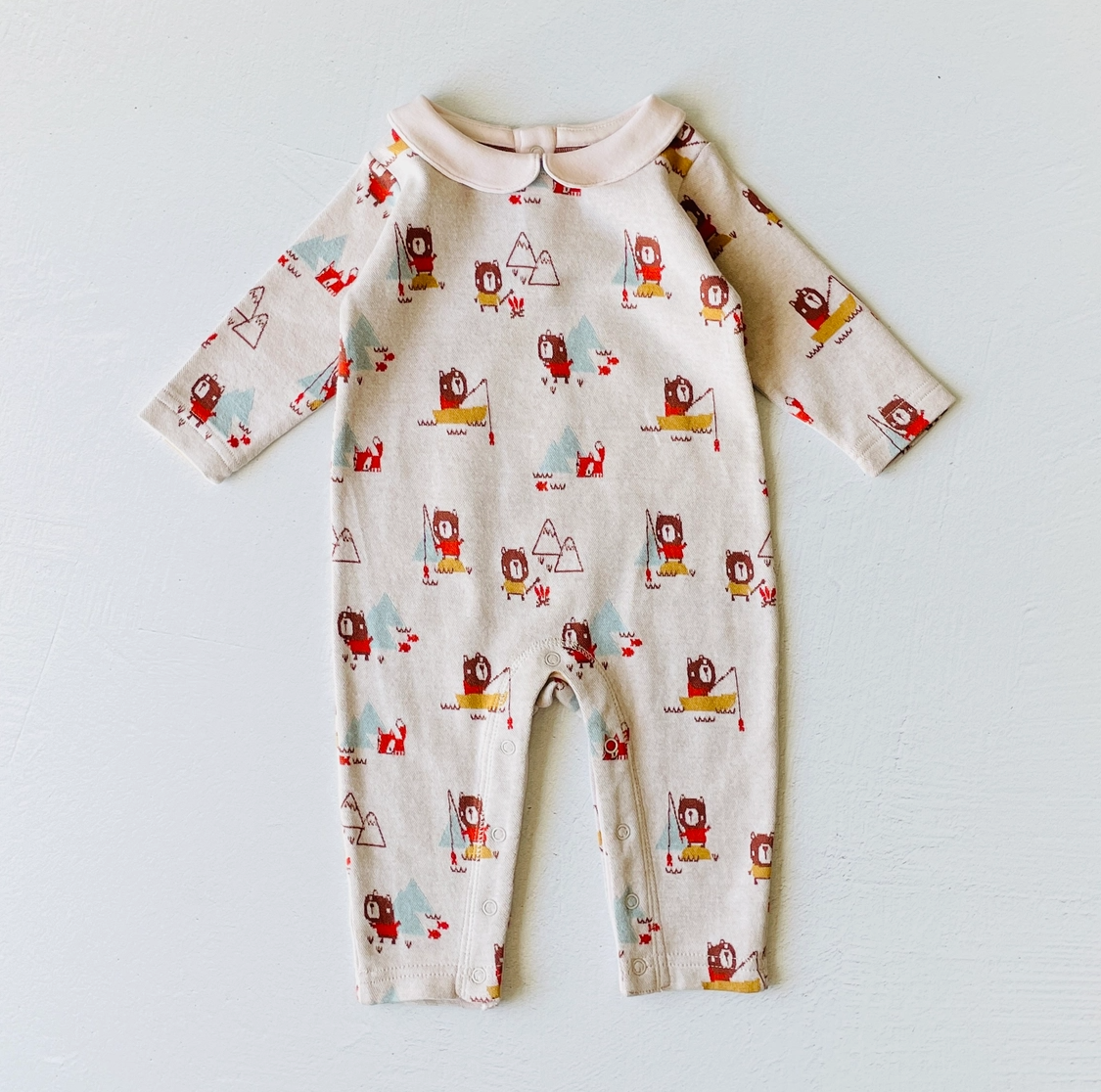 Bear & Fox Peter Pan Organic Jacquard Baby Jumpsuit