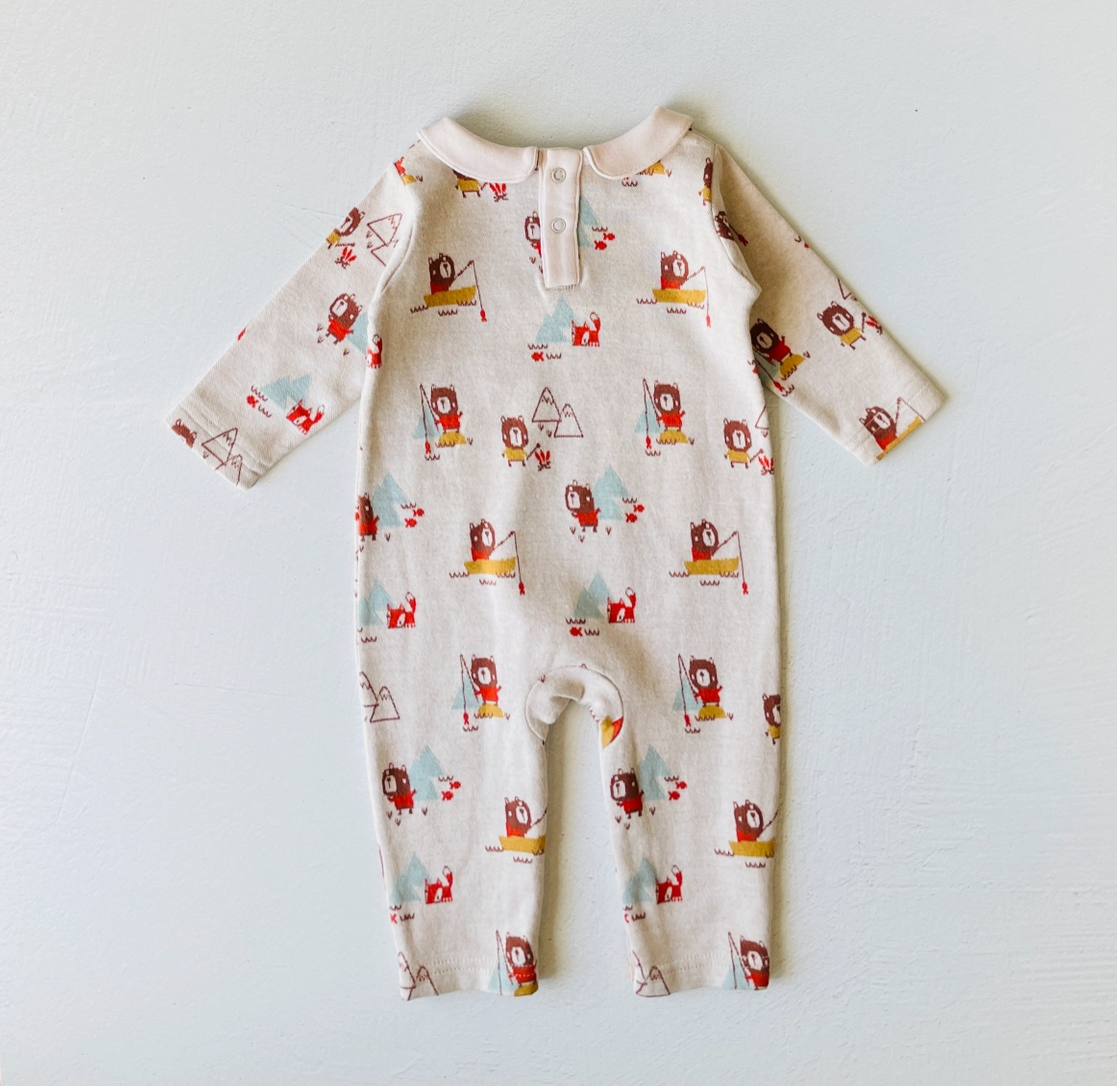 Bear & Fox Peter Pan Organic Jacquard Baby Jumpsuit