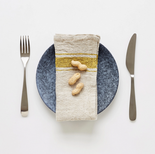 Mustard Stripe Vintage Linen Napkins - Linen Tales - Set of 2