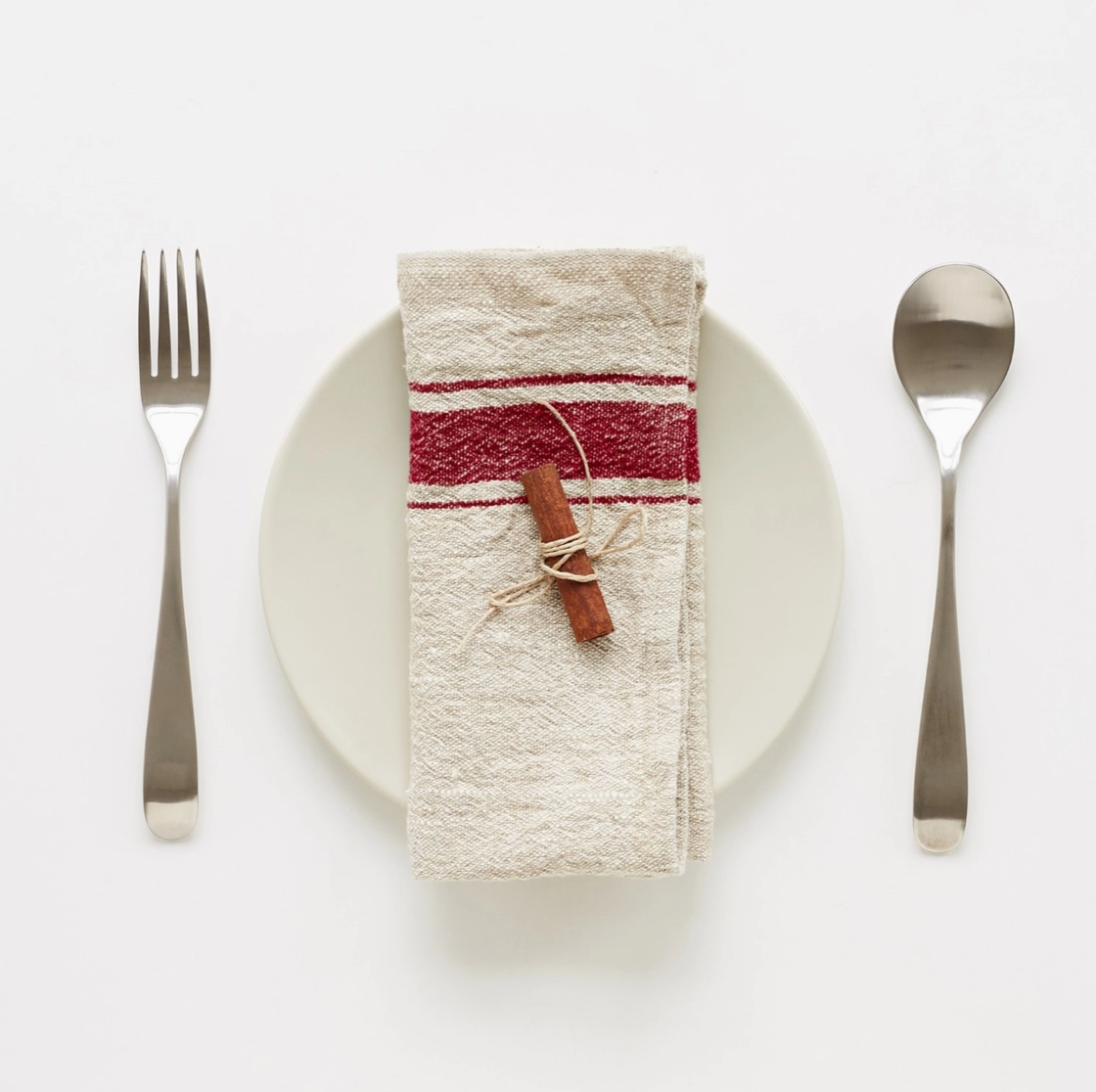 Red Stripe Vintage Linen Napkins - Linen Tales - Set of 2