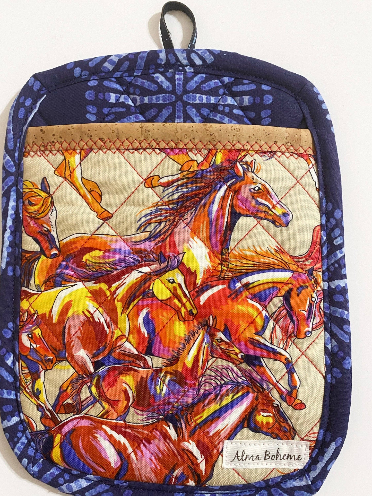 Cork & Cotton Sustainable Pot Holder with Pocket: Winter Wonderland