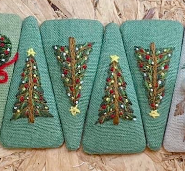 Christmas Theme Embroidered Hair Barrette, Christmas Tree