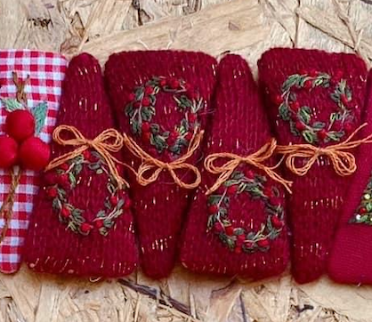 Christmas Theme Embroidered Hair Barrette, Christmas Tree