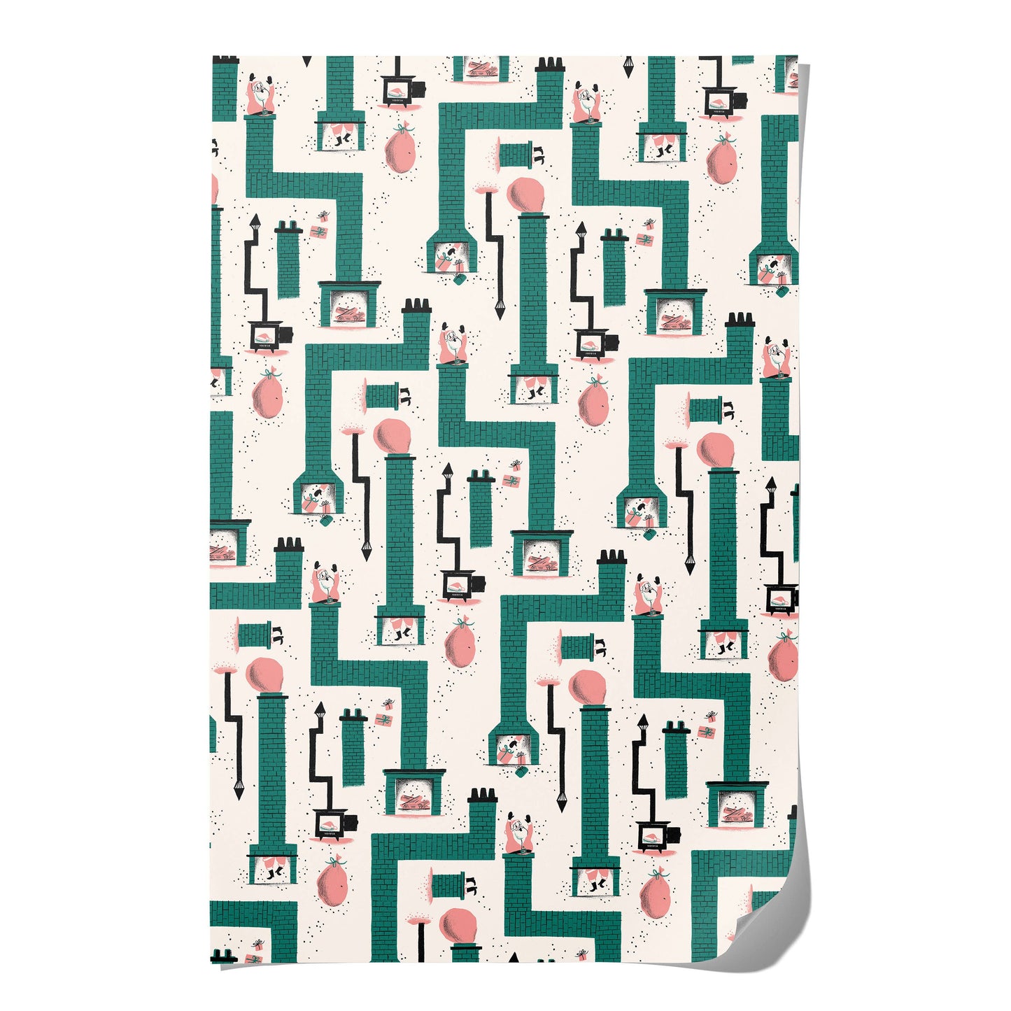 Santa Chimney Recycled Wrapping Paper