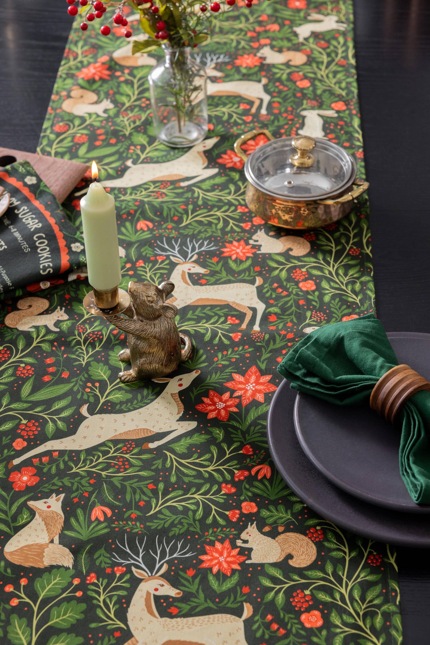 Christmas Forest Table Runner – Woodland Holiday, Evergreen
