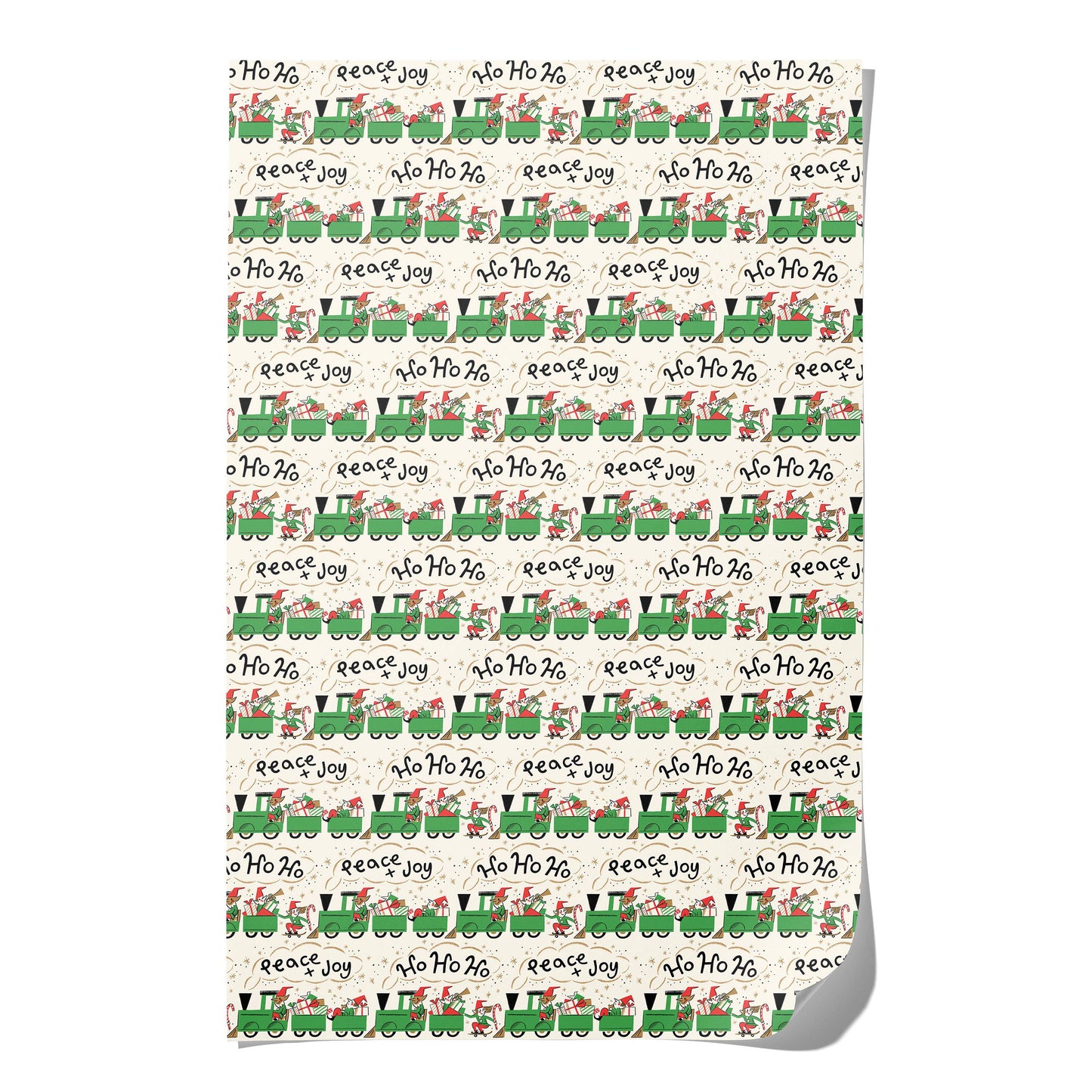 Elf Train Recycled Wrapping Paper