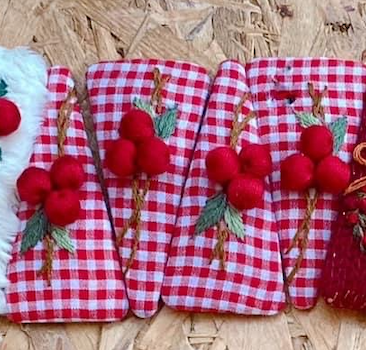 Christmas Theme Embroidered Hair Barrette, Christmas Tree