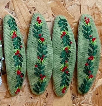 Christmas Theme Embroidered Hair Barrette, Christmas Tree