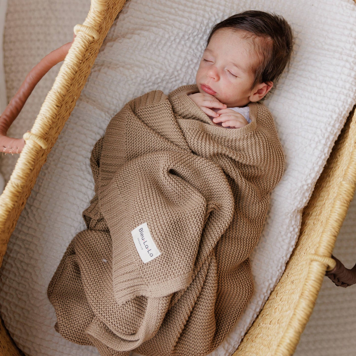 100% Organic Luxury Cotton Swaddle Receiving Baby Blanket in Oatmeal