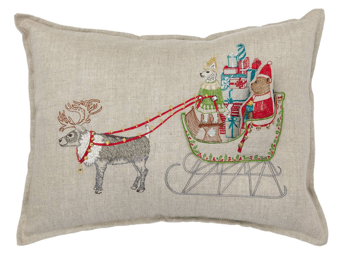 Santa's Sleigh Linen Pocket Pillow