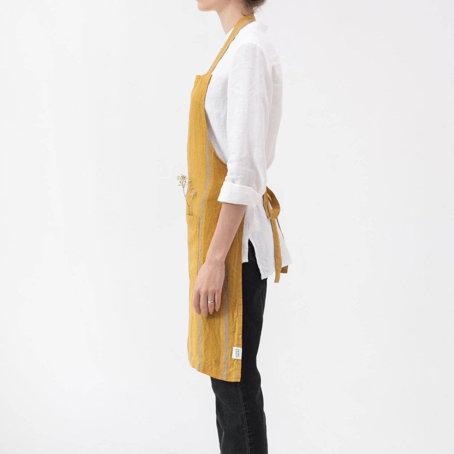 Amber Bronze Stripes Linen Daily Apron: L-XL