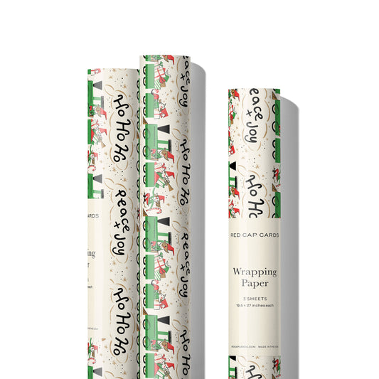 Elf Train Recycled Wrapping Paper