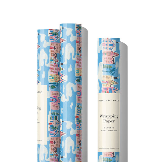Little Pink Houses Recycled Wrapping Paper